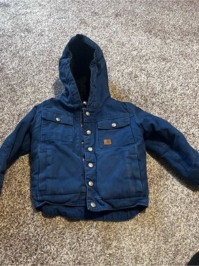 Carhartt Toddler 3T Navy Hooded Quilted Canvas Jacket Coat Boys Girls Winter